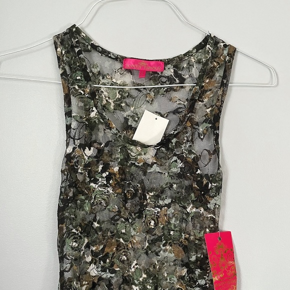 See Through Lace Almost Famous Olive Color Floral Tank. Size M. NWT. - Picture 9 of 9